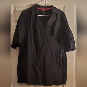 #22-Black Side Tie Collar Blouse